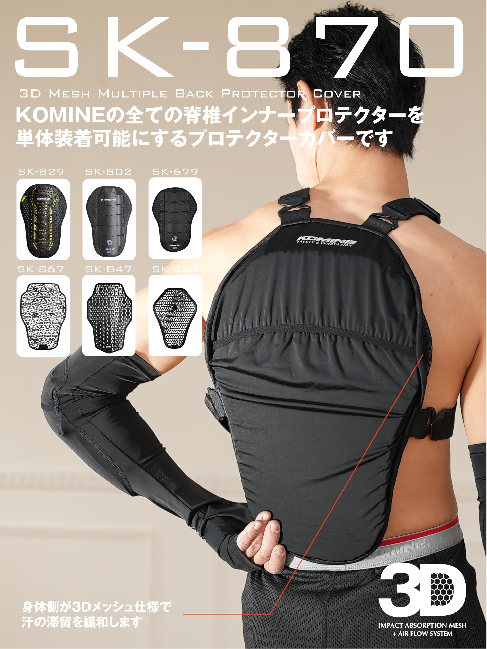 KOMINE プロテクター XL ブラック コミネ プロテクター SK-688 XLサイズ スプリームボディ