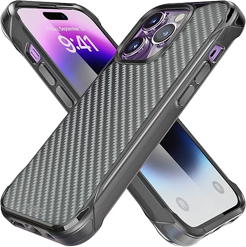 REBEL Funda para iPhone 14 Pro Series GEN-4 de fibra de aramida, fuerte compatible con MagSafe, esquinas protectoras a prueba de golpes, botones de