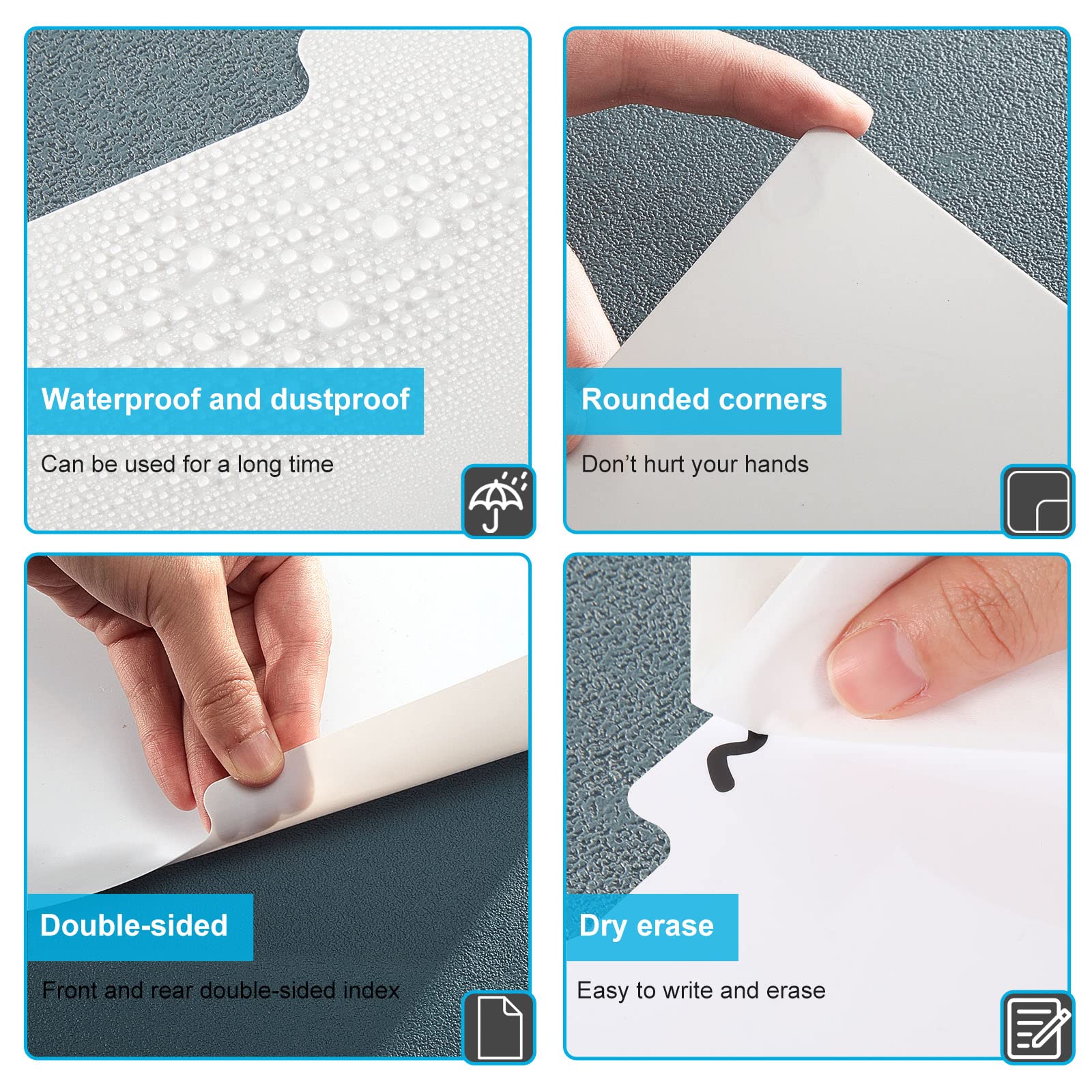 Gueevin 60 divisori per dischi in vinile, 31,8 x 34,9 cm, con 2 fogli di adesivi A-Z per organizzare la protezione (bianco lucido)