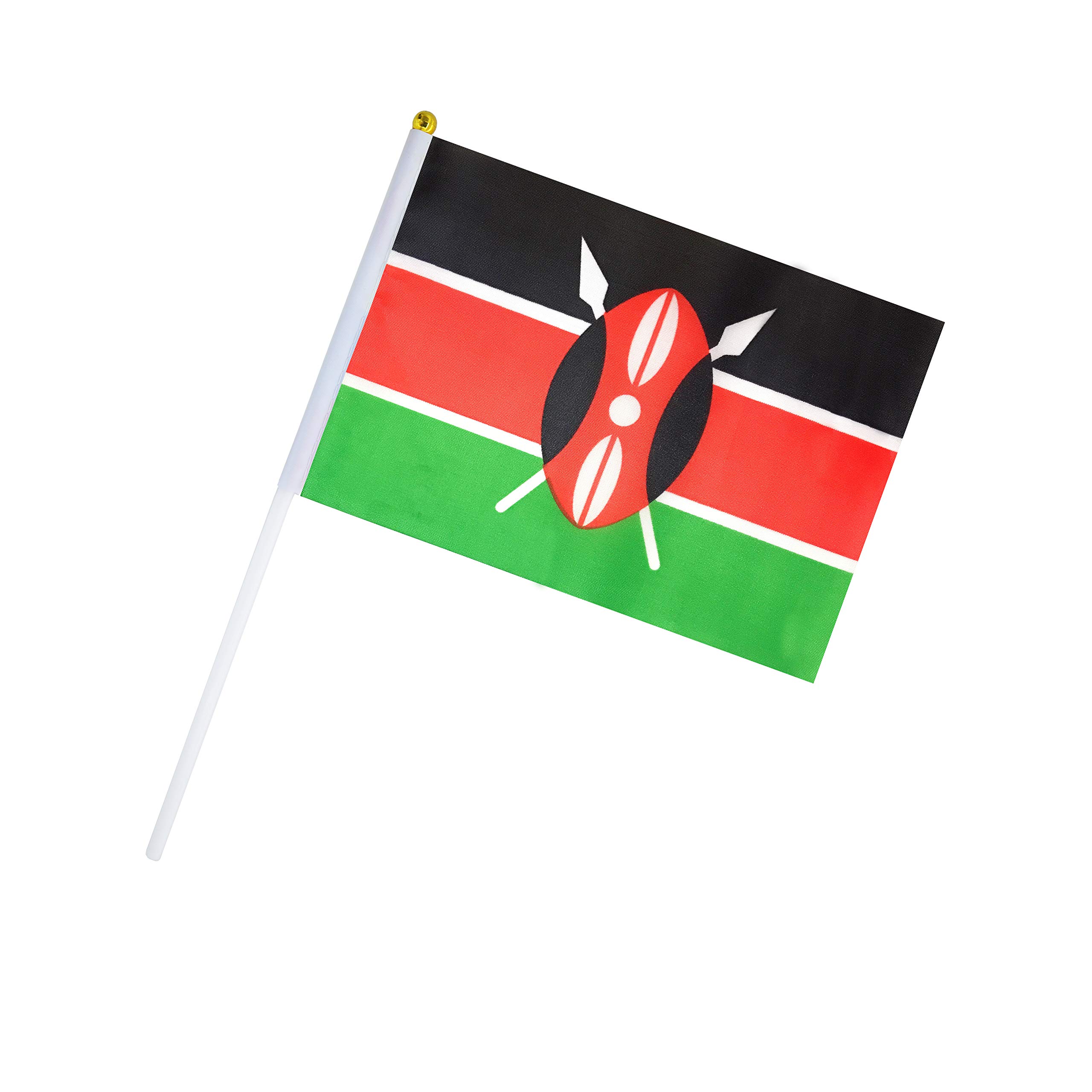 Hand Held Kenya Kenyan Stick Small Mini 50 Pack Round Top National Country Flags,Party Decorations Supplies For Parades,World Cup,Sports Events,Celebration