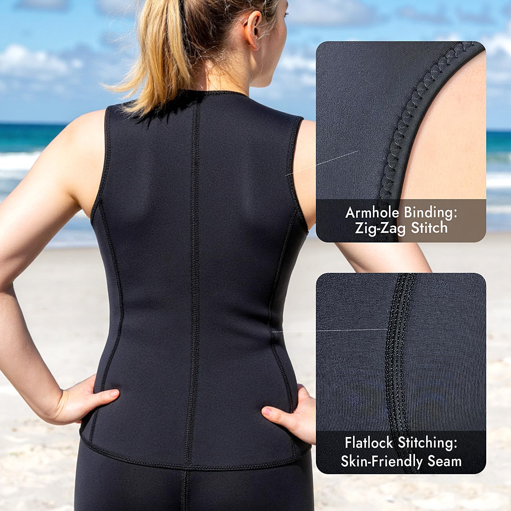 Combinaisons pour Hommes et Femmes, Gilet sans Manches en néoprène 3 mm, Veste de plongée sous-Marine, Kayak, Surf