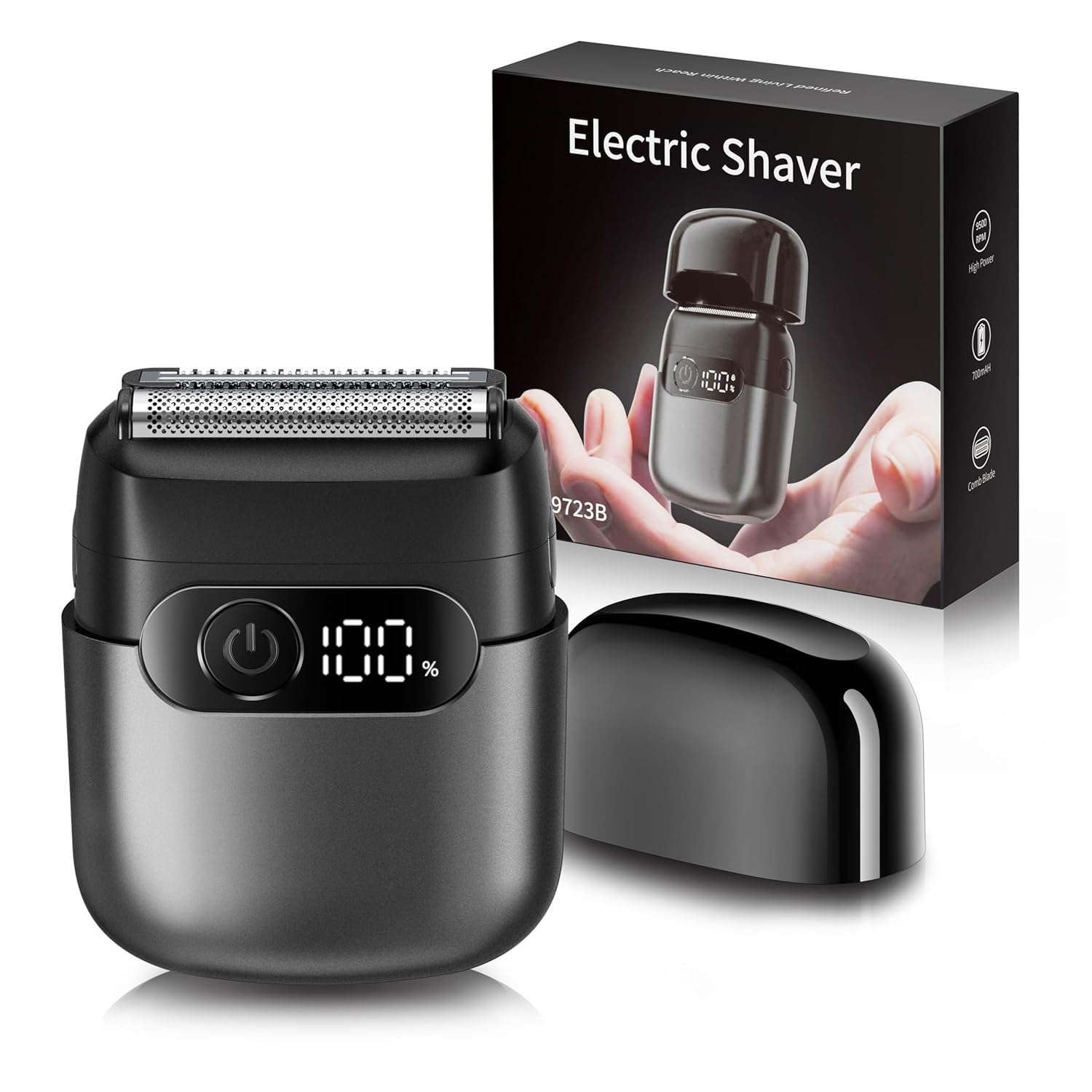 Electric Razor for Men Foil Shaver and Beard Trimmer for Dry and Wet Battery LED Display USB-C Fast