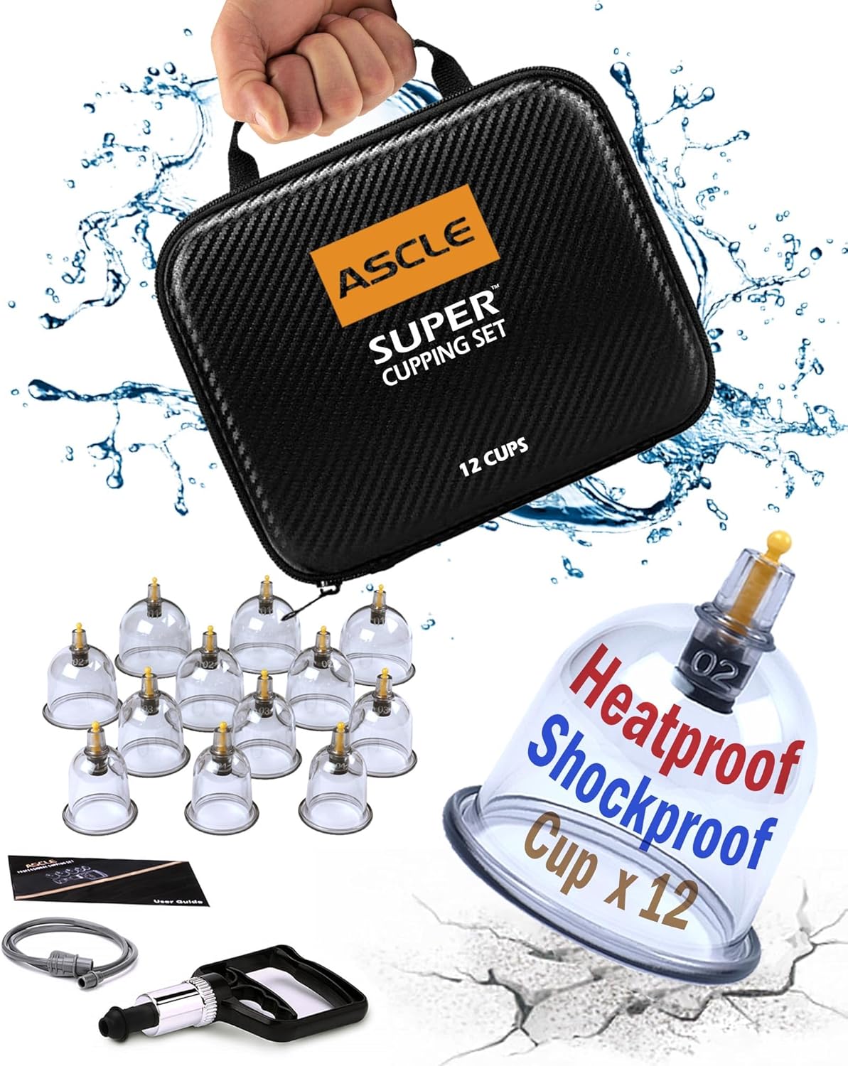 Super Cupping Set, Shockproof Heatproof Cups, Water Repellent Shockproof Professional Carrying Case, 12 Cups