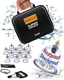 ASCLE Super Cupping Set, Shockproof Heatproof Cups, Water Repellent Shockproof Professional Carrying Case, 12 Cups