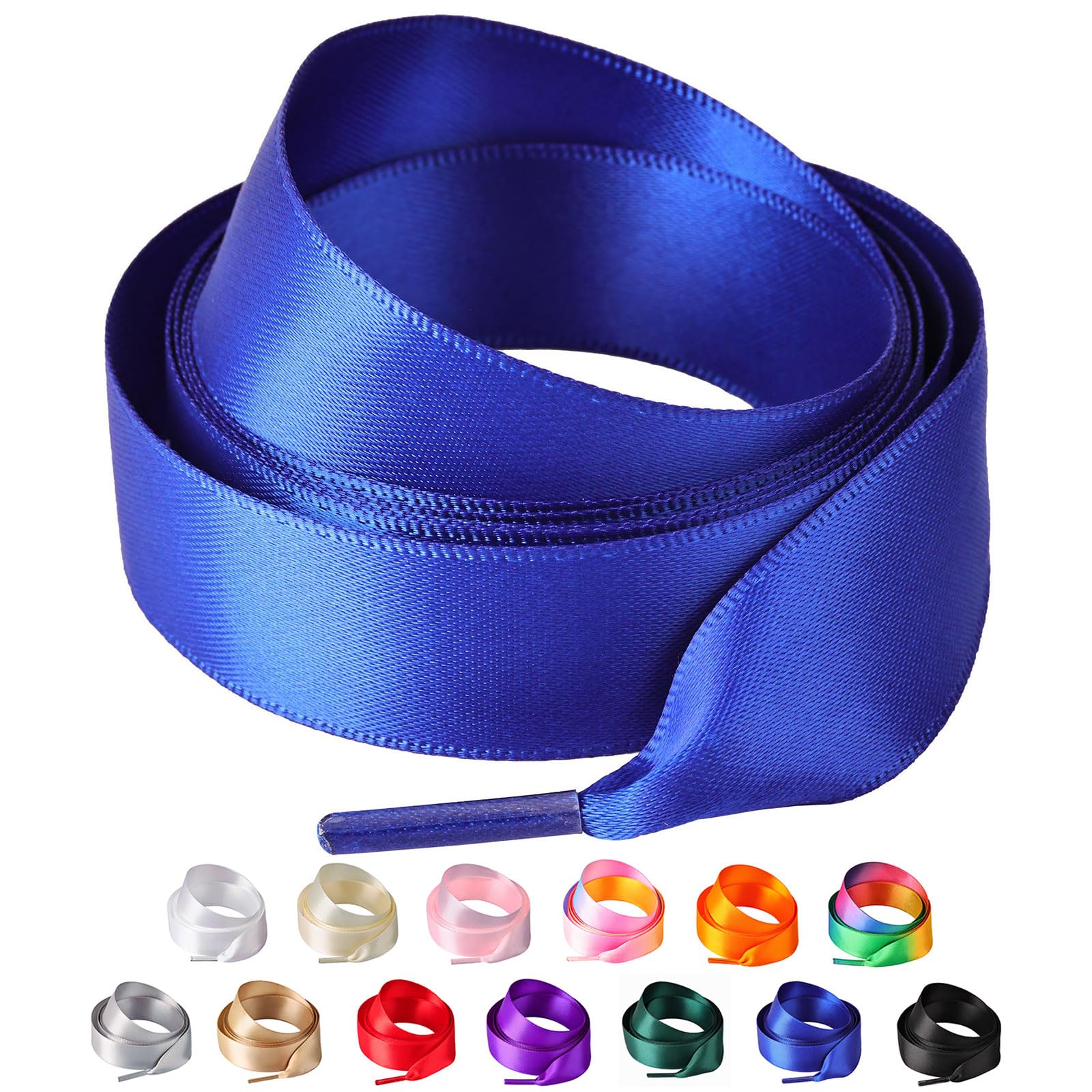 Olukssck 2 Pairs Ribbon Shoe Laces for Women, 3/4" Wide Colorful Satin Shoelaces for Sneakers