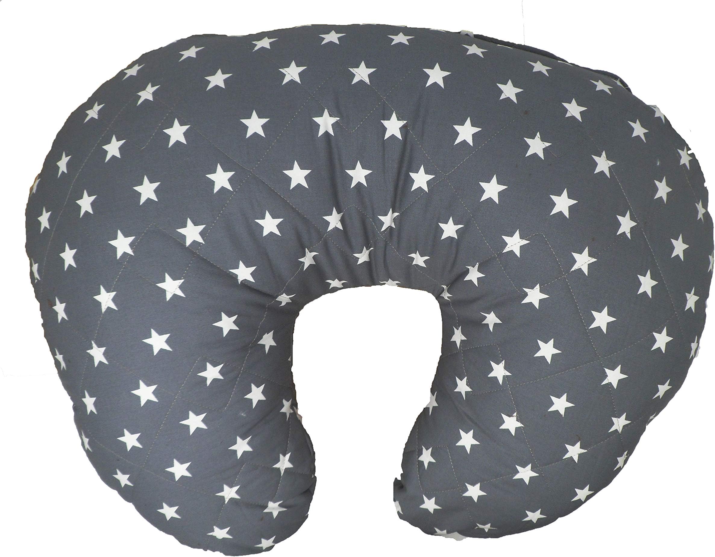 Katy® Soft Nursing Pregnancy Pillow/Cushion - Dark Grey with White Stars - with Quilted Cover & Extra Padding