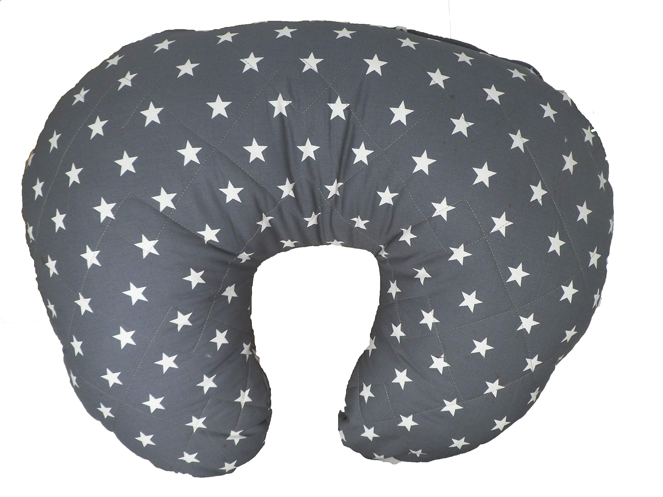Katy® Soft Nursing Pregnancy Pillow/Cushion - Dark Grey with White Stars - with Quilted Cover & Extra Padding