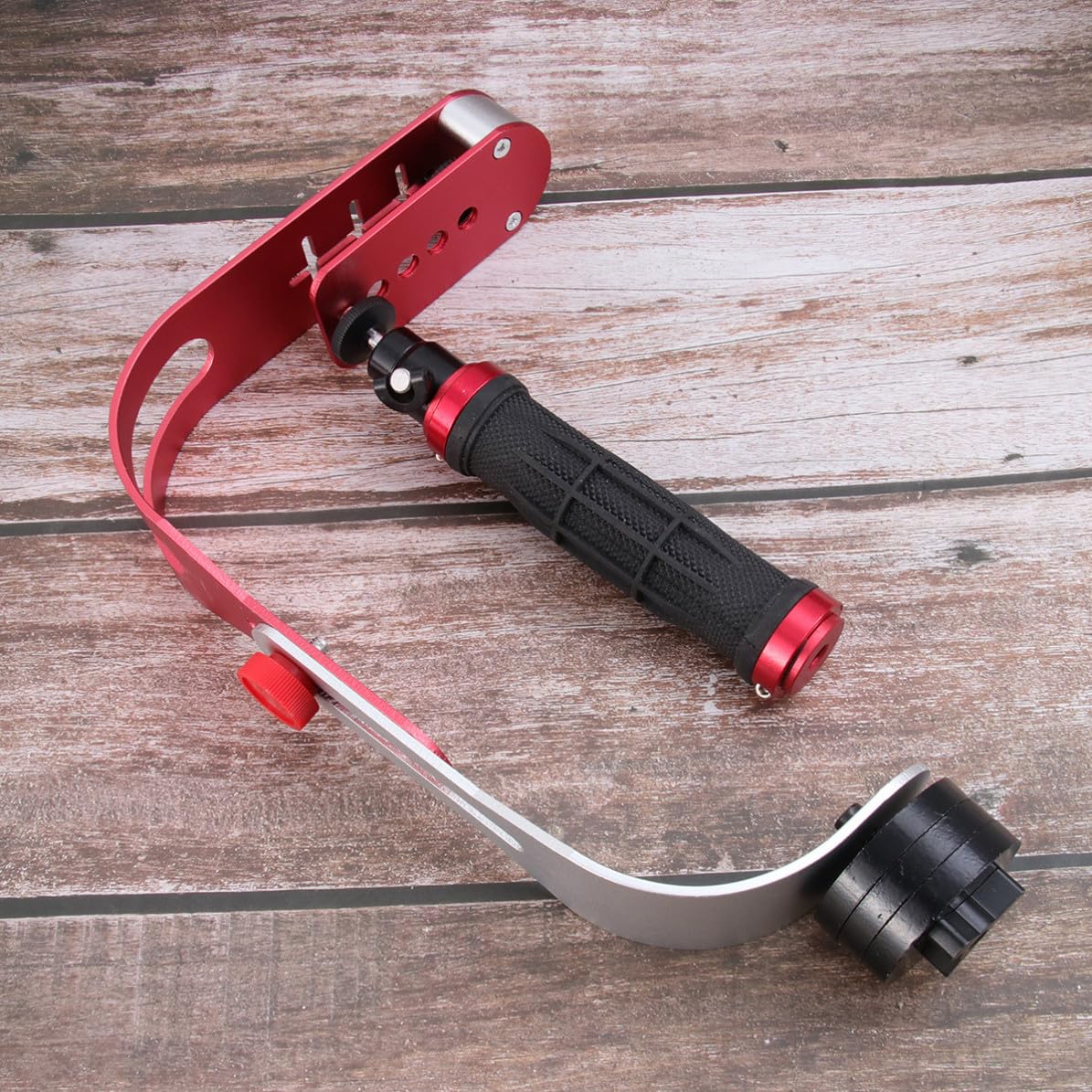 Stabilizzatore Manuale per Camera e Dv in Lega di Alluminio Rosso | Portatile e Stabile, per Selfie e Riprese a Bassa Angolazione, Adatto a Famiglia e Amici