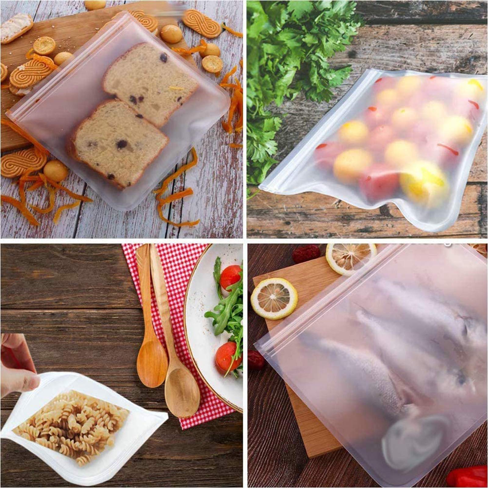 Amazon｜KOMOSO 10個セット シリコンバッグ エコ 食品保存バッグ 半