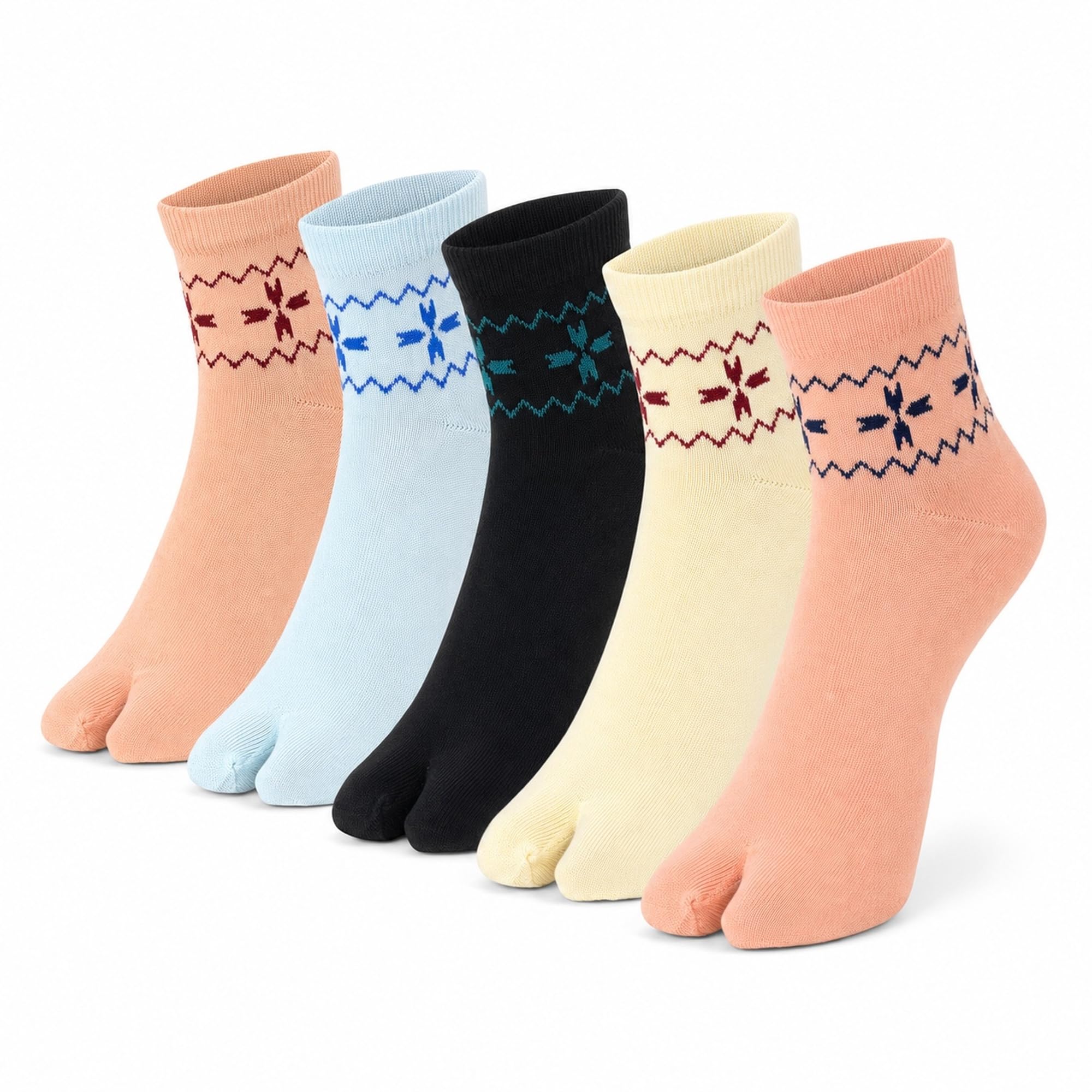 Women Comfortable 5 Pairs Pure Premium Cotton Socks Women Pattern Vibrant Colors, Comfort Stretchable Free Size Anti Odur Sweat Free Anti Slip (Multicolor)-image-8