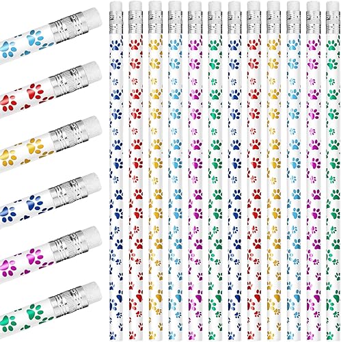 Lápices de huellas de pata, lápices de madera para niños, lápices novedosos de escritura con borradores, regalos de fiesta para perros, suministros