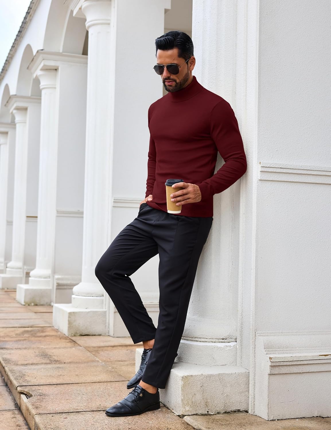 EKLENTSON Men's Turtleneck Sweaters Knitted Pullover Long Sleeve Lightweight Slim Fit Sweater Fall Winter