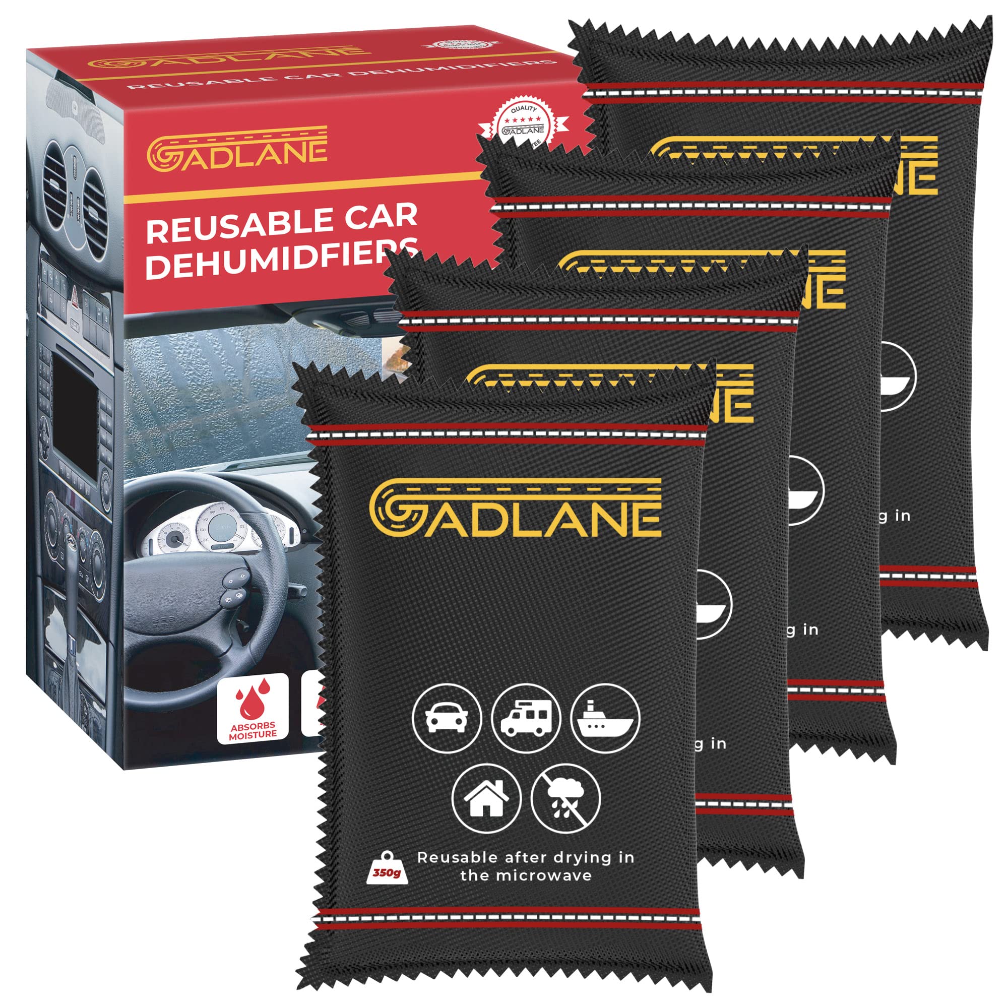 GADLANE Reusable Car Dehumidifier Bags 350g - Pack of 4