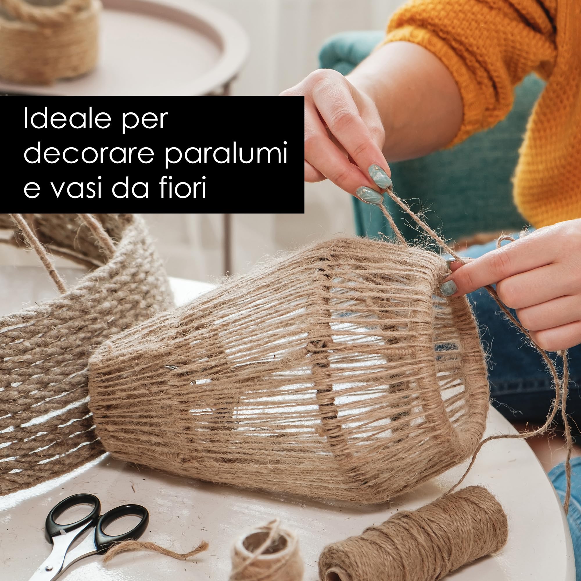 150 Pz Tag Bomboniere Spago Di Iuta Naturale Lungo 25 Metri, Per I - Foto 8