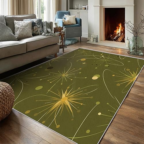 Miniatura 45 de Alfombra retro de los años 70, alfombras de área de 6 x 8 pies, patrón geométrico moderno de mediados de siglo, para sala de estar, dormitorio,