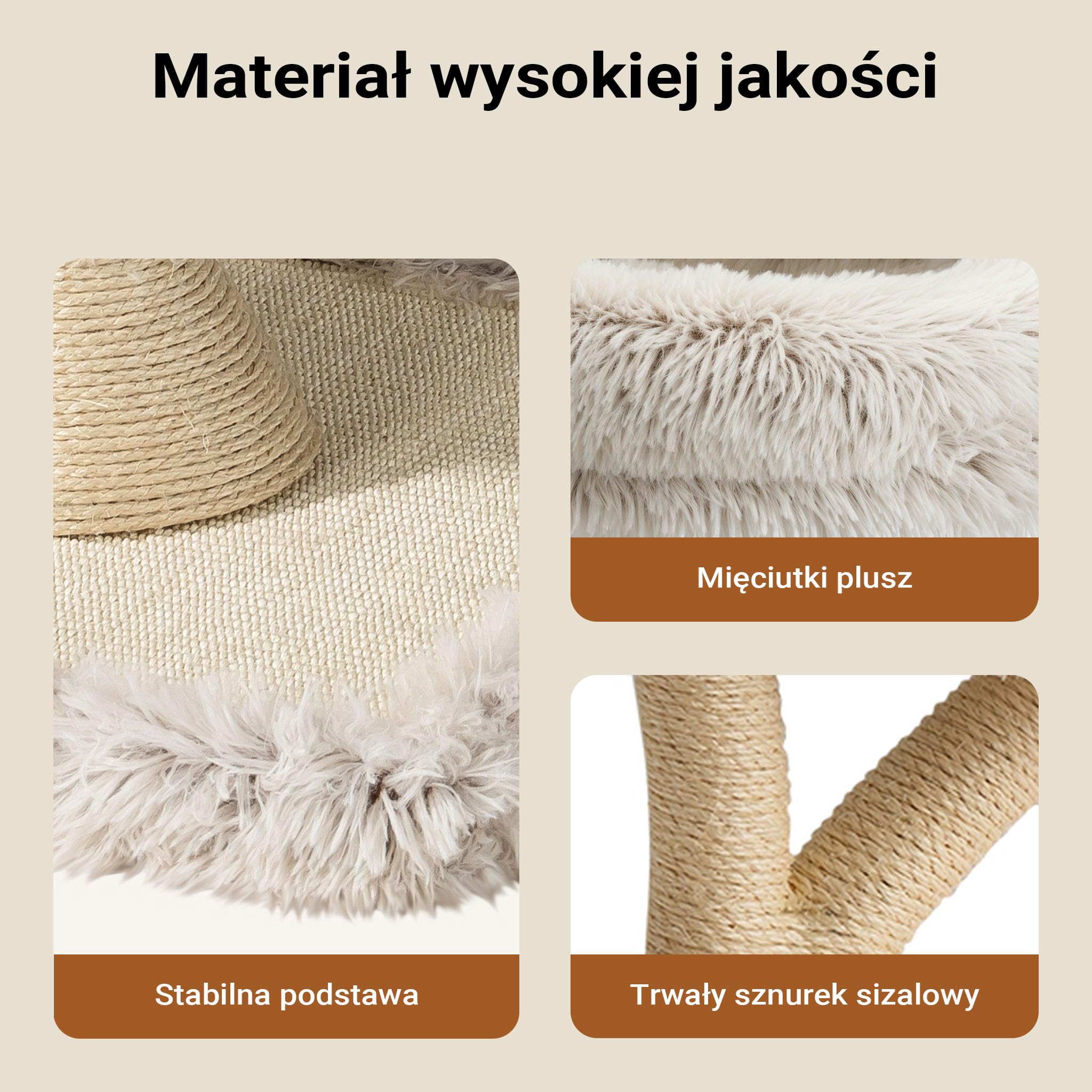 Fudajo Designerski drapak dla kota z legowiskami i huśtawką 59x59x169 cm, pluszowy koci plac zabaw z poziomami i zabawką, drzewko z sizalem