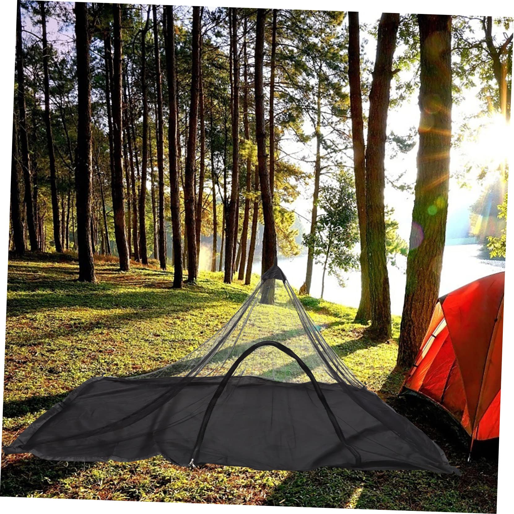 Gadpiparty Mosquitera Portátil Roja para Camping Sola Persona Cremallera para Uso Exteriores para Viajes Al Aire y Protección contra Insectos