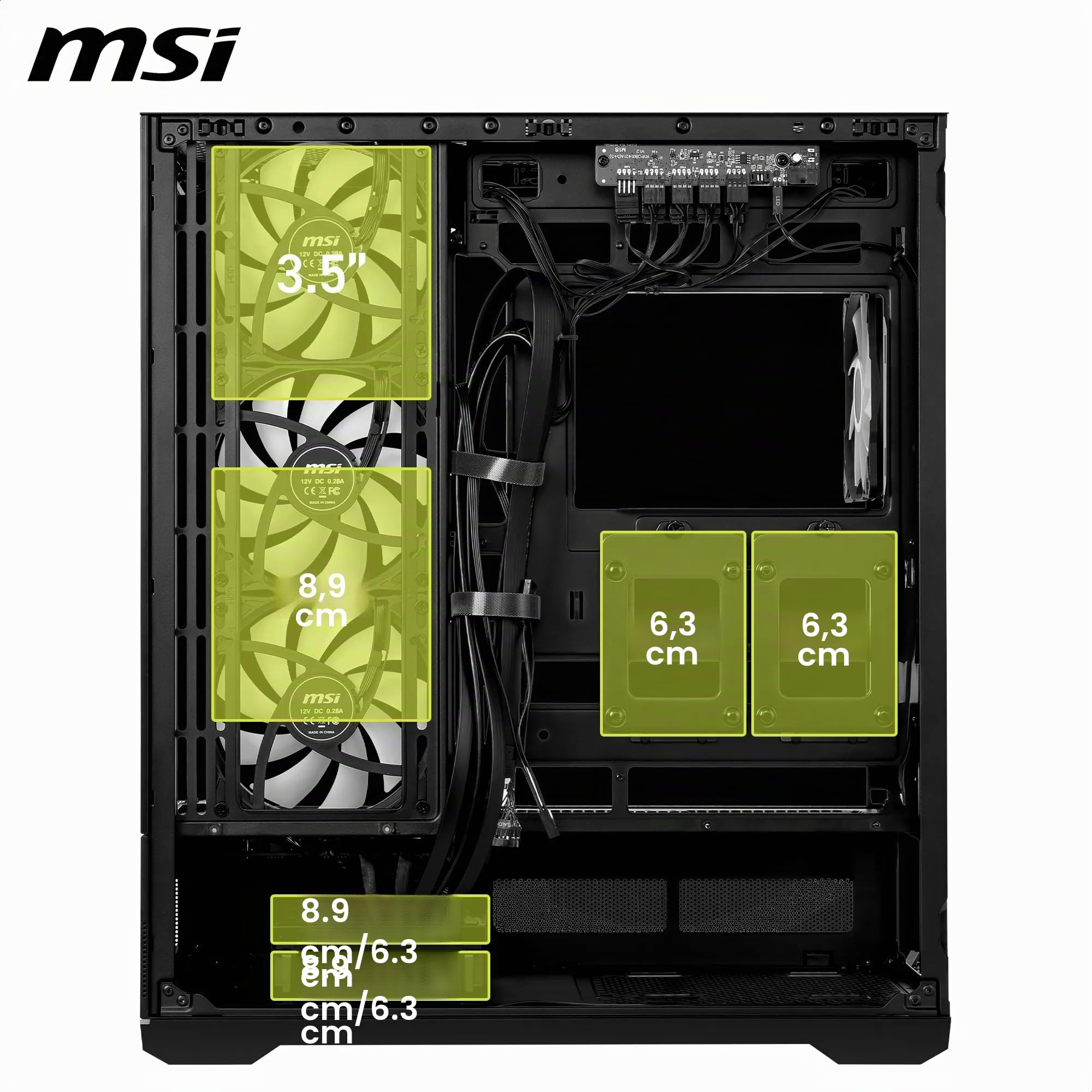 MSI MAG PANO 110R PZ Boîtier PC Moyen Tour - Compatible avec Les GPU de 400 mm de Long, filtres à poussière, USB Type-C 20 GB/s, Compatible Cartes mères ATX et Micro ATX à connecteurs arrière