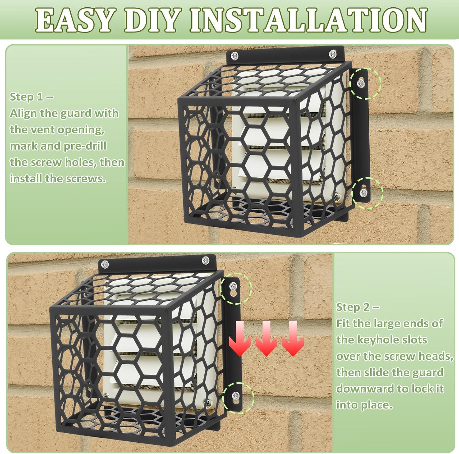 Dryer Vent Bird Guard Cover, Heavy-Duty Steel 7"x7"x5", Fits 3–4 Inch Dryer/Bathroom/Kitchen Exhaust Vents, Rust-Resistant Metal Pest Guard with Screws, Easy Install Dryer Vent Cage (Black)