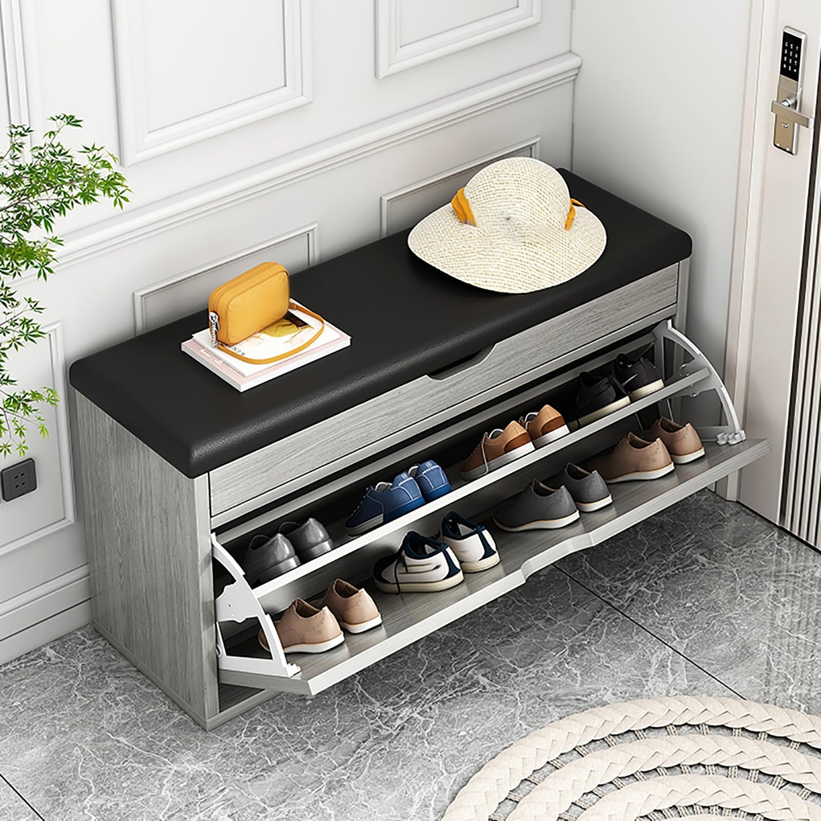 Organisateur De Chaussures Vertical ULTECHNOVO - Gain De Place Pour Entrée, Couloir, Salon (2 Pièces, Gris)