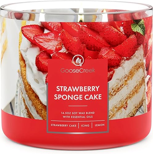 Goose Creek Strawberry Sponge Cake - Vela perfumada de 3 mechas disponible en Yaxa Colombia