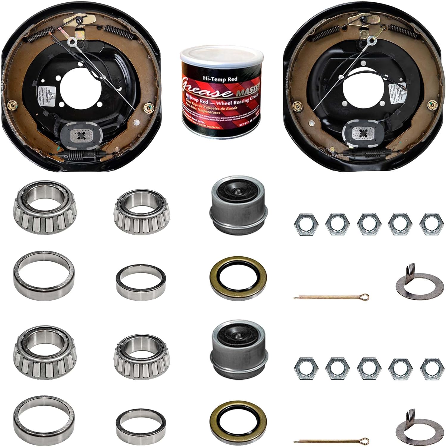 7k Trailer Axle Brake Assembly Replacement Kit - 7000 lb - 12"x2" - Dexter Compatible (Right & Left Side)