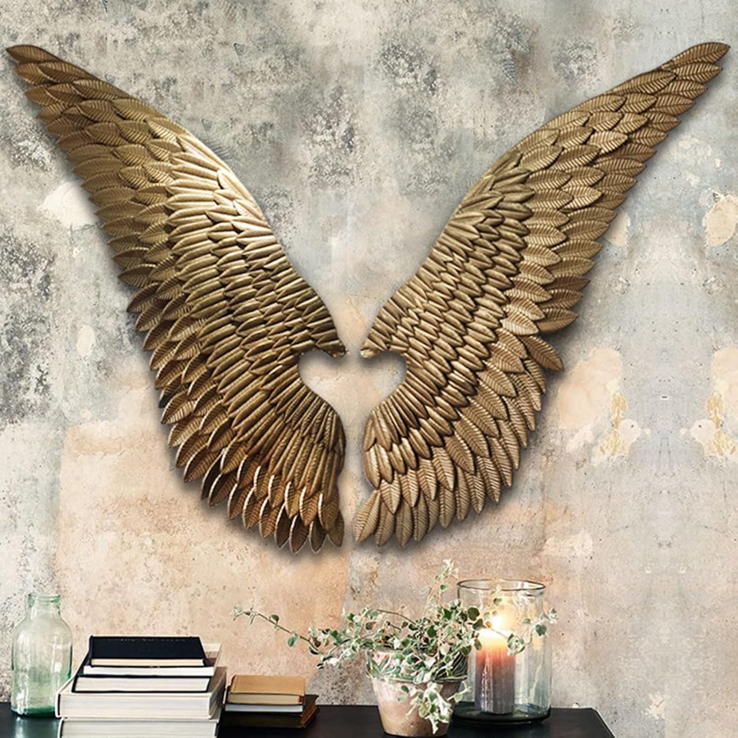 Amazon.de: Moderne Wandskulptur, Engelsflügel, Metall, Wandkunst, ein