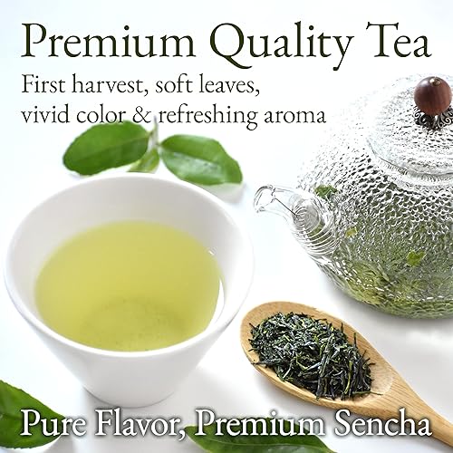 Miniatura 3 de YAMASAN KYOTO UJI Té verde sencha japonés, 100% hoja suelta de primera cosecha, color brillante, aroma refrescante, sabor bien equilibrado y limpio,