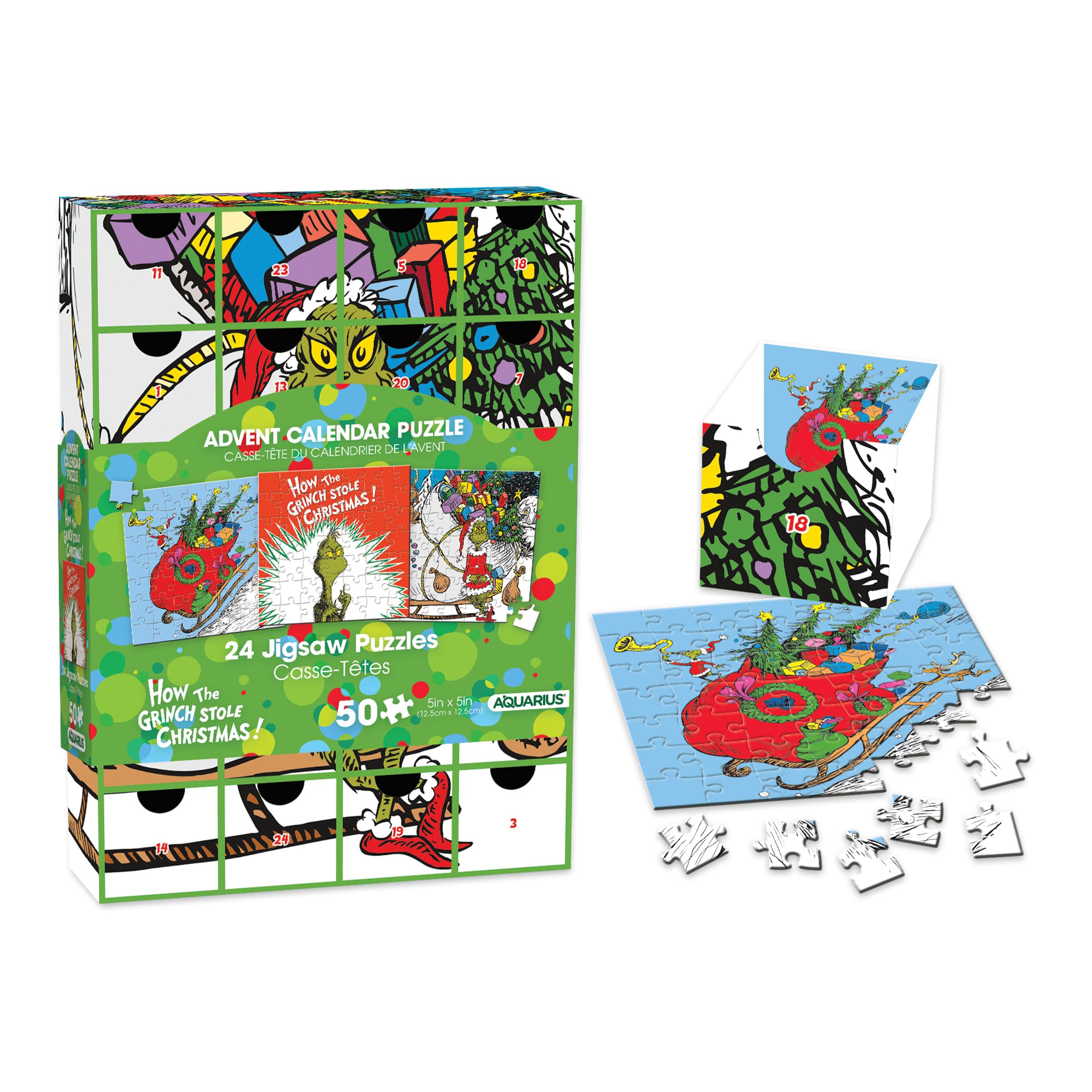 Amazon.com: AQUARIUS Grinch Christmas Advent Calendar Puzzle Set
