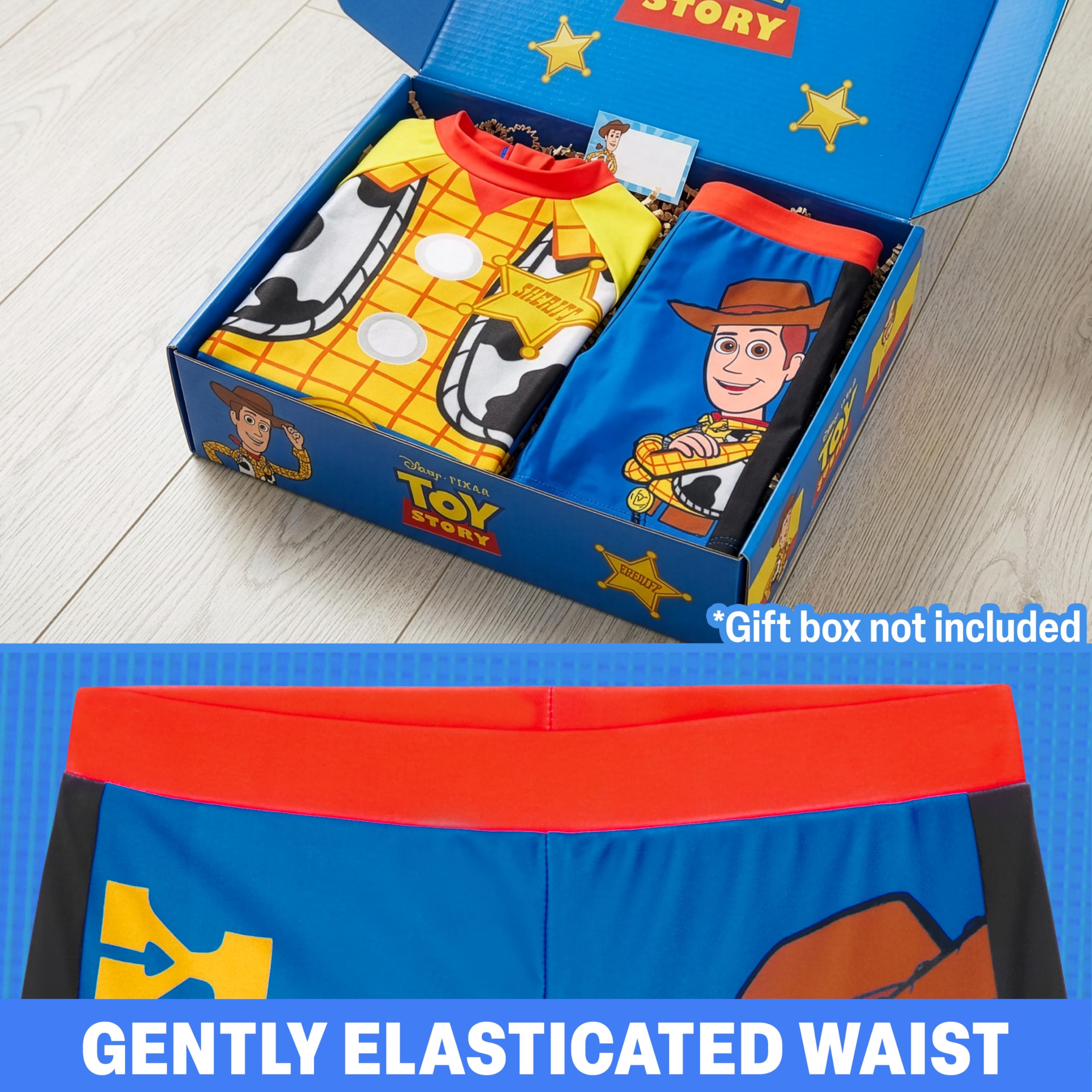 Disney Toy Story Buzz l'Eclair | Woody Ensemble Maillot de Bain Garcon, 2 Pieces Rashguard Vest et Short de Bain, Fermeture Eclair, Ete Cadeau Garcon