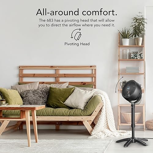 Miniatura 4 de Vornado 683 Medium Pedestal Whole Room Air Circulator Fan, 3 Speed Control, Adjustable Standing Height, 32 to 38 Inches, Powerful Pedestal Standing