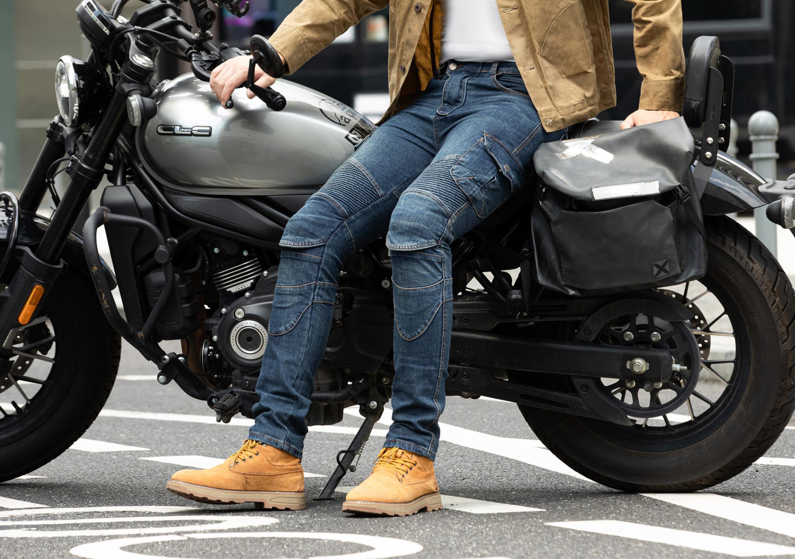Pantalones Moto con Armadura CE Jeans para Moto y Bicicross, Ajuste Estilizado