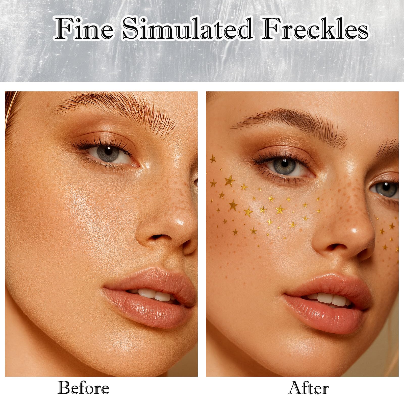 Silver Gold Glitter Gem Temporary Face Tattoos Waterproof Makeup Stickers - Image 2