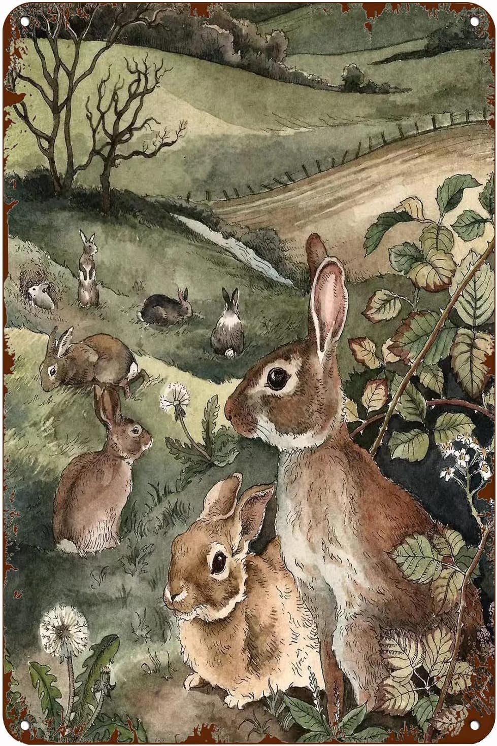 Amazon.com : WZVZGZ Metal Vintage Tin Sign Decor Standing Easter French ...