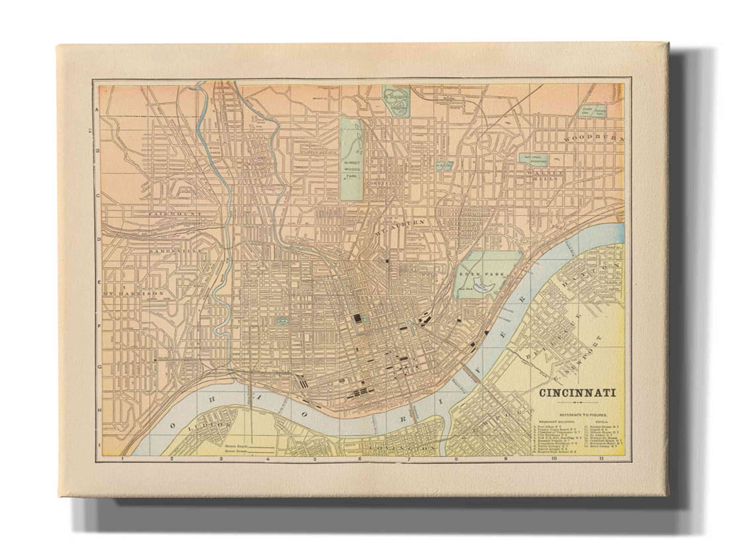 Epic Graffiti 'Map of Cincinnati' by Wild Apple Portfolio, Canvas Wall Art, 54