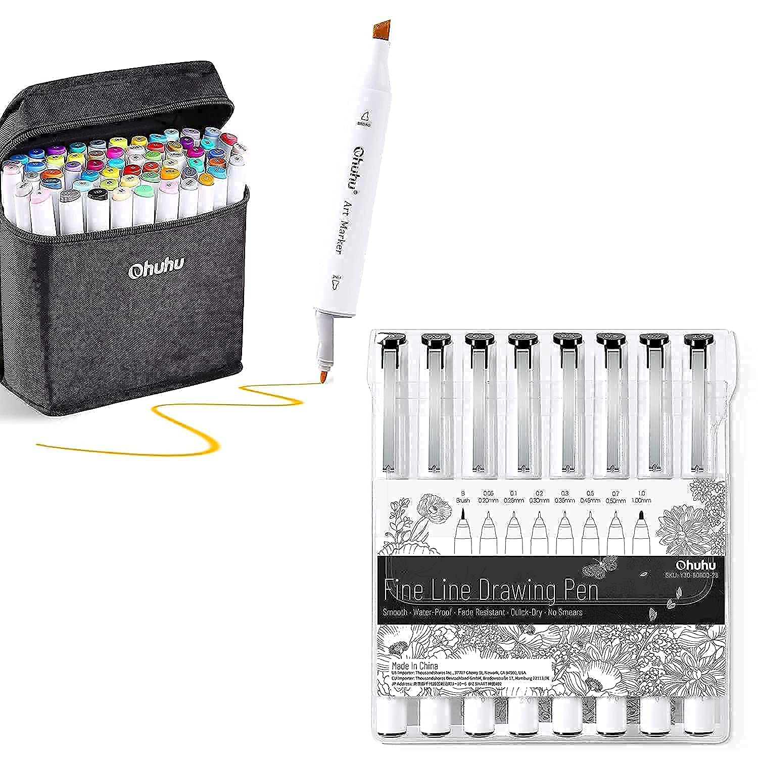 Buy OhuhuFineliner Pens 8 Sizes Micro Pens Pigment Black Ink Waterproof