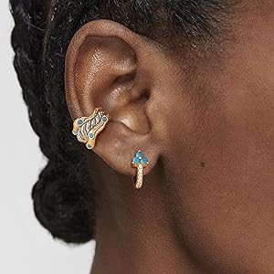14k Gold Ear Cuffs 14K Gold Turquoise Ear Cuffs Non-Piercing