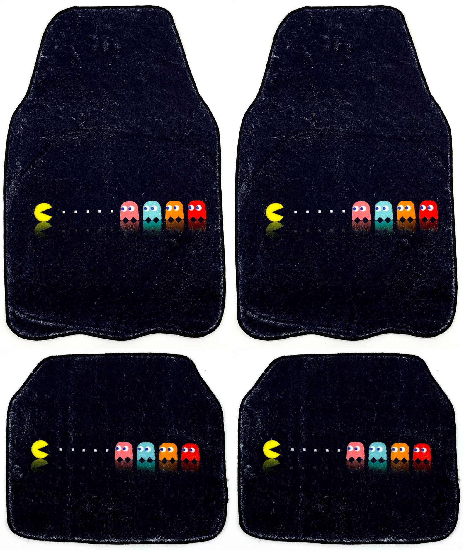 Super Soft Pac Man Universal Fit Auto Car Floor Mats Carpet for Sedan, SUVs, Truck, Mini Vans 4 Pieces Set