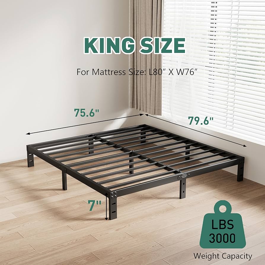 Amazon.com: LUKIROYAL Heavy Duty Low Bed Frame, 7-Inch Metal