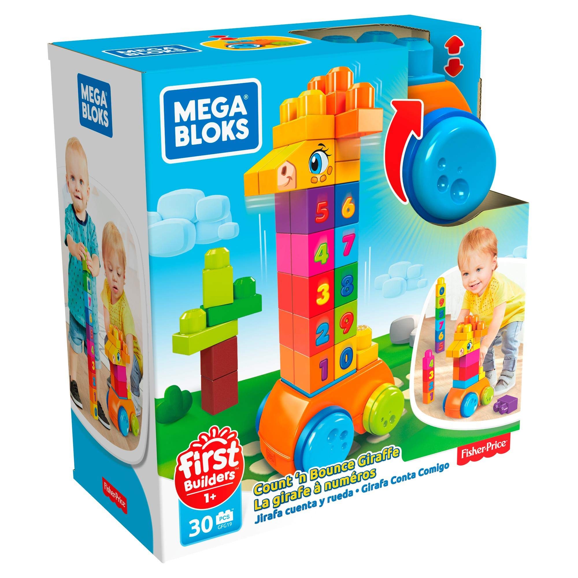 MEGA Bloks GFG19 - Bloks 123 Counting Item (30 Teile ), Babyspielzeug ab 12 Monaten, Mehrfarbig
