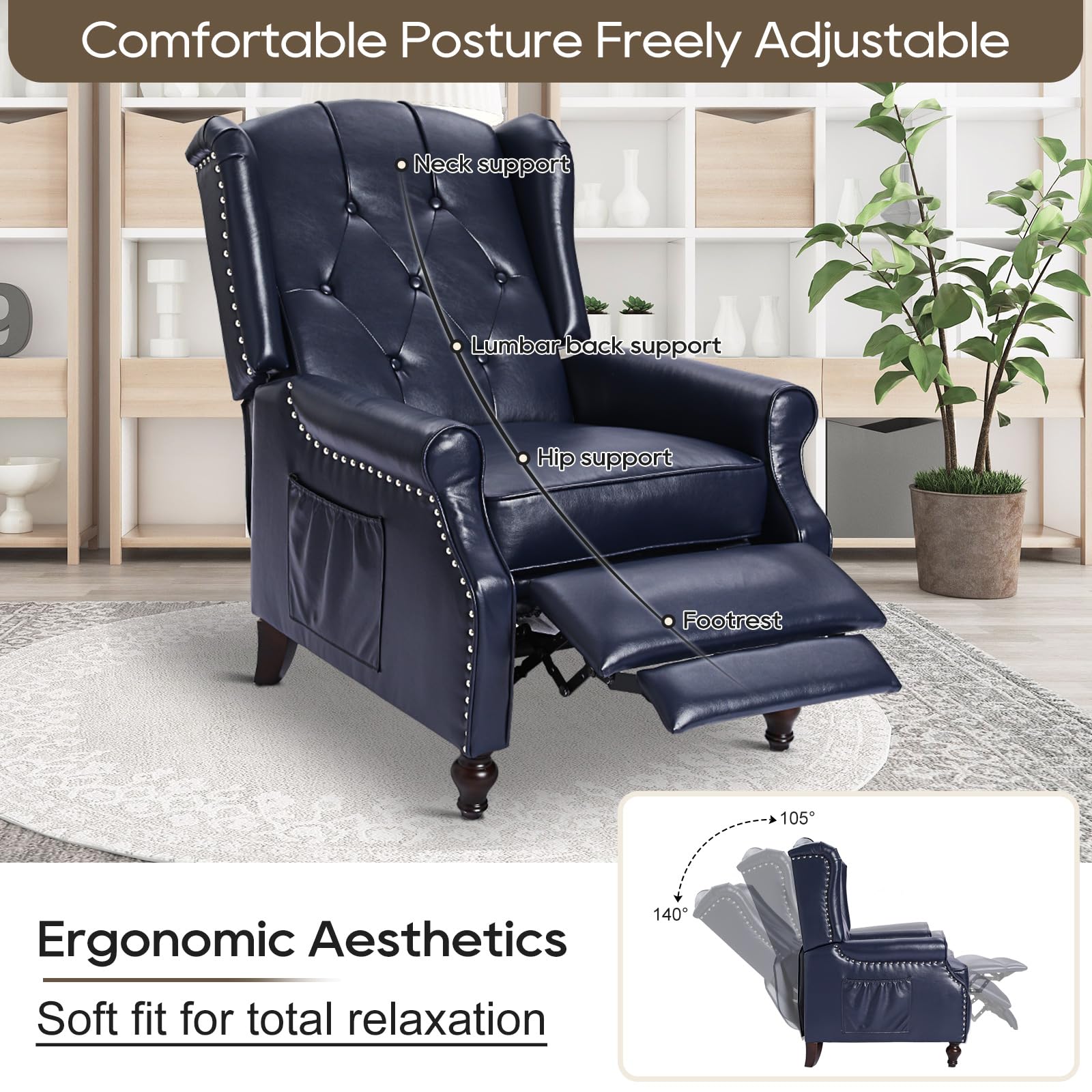 Best Wing Chair Recliners of 2026: Vetted Picks 1 PALLOME Wingback Recliner Chair with Massage and Heat PU Leather Push Back Arm C — product photo