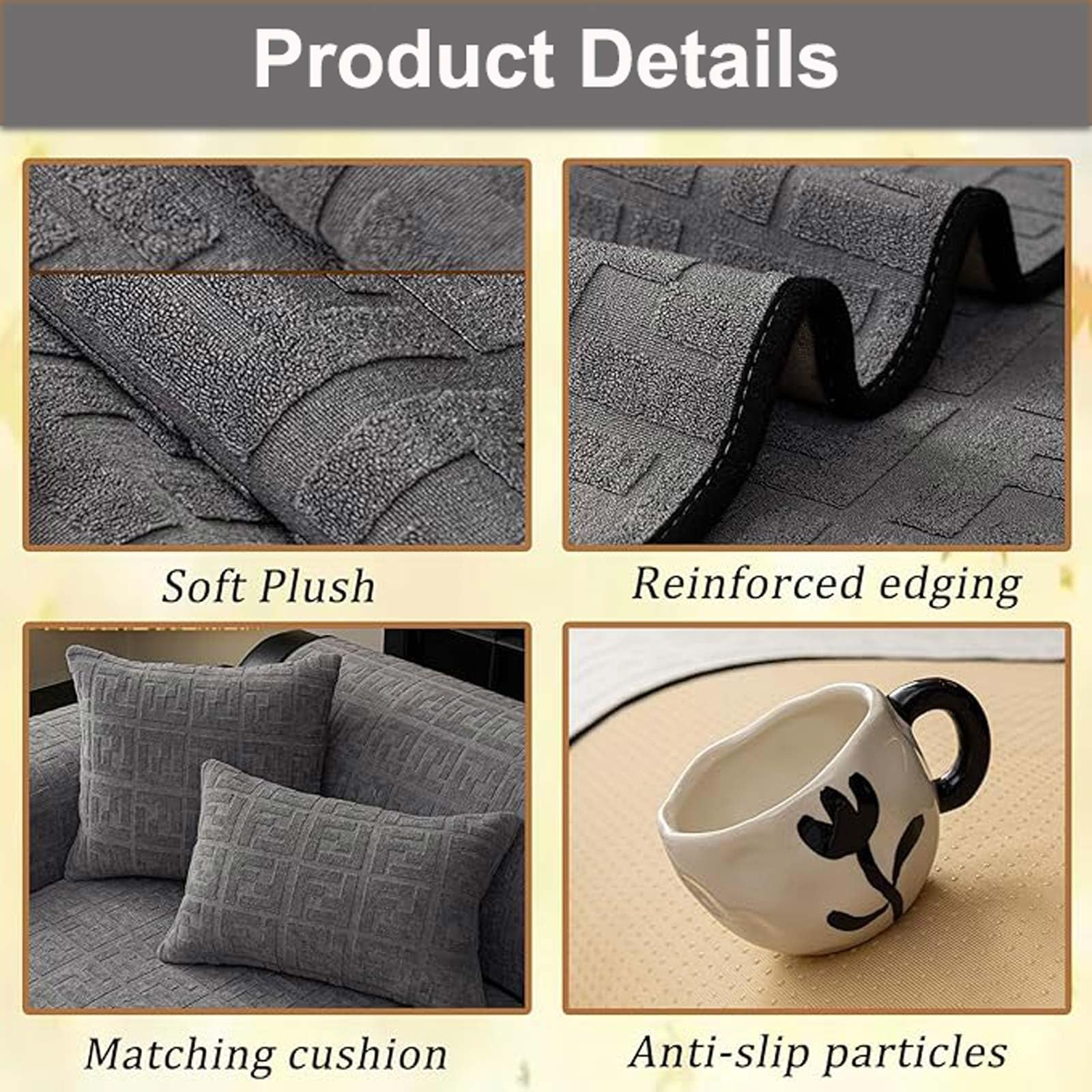 Housse de Canapé Lavable pour Chiens, Couvre Canapé en Peluche Douce Antidérapante, Protection Canapé Compatible 2/3/4 Coussins,Protection Canapé Chat Chien,Noir,70 * 240cm