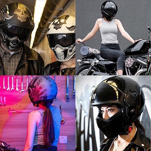 Miniatura 8 de Open Face Full Face Helmet Motorcycle 34 Half Modular Helmets for Unisex-Adult Street Dirt Bike Cruiser Scooter Moped ATV UTV Cafe Racer with