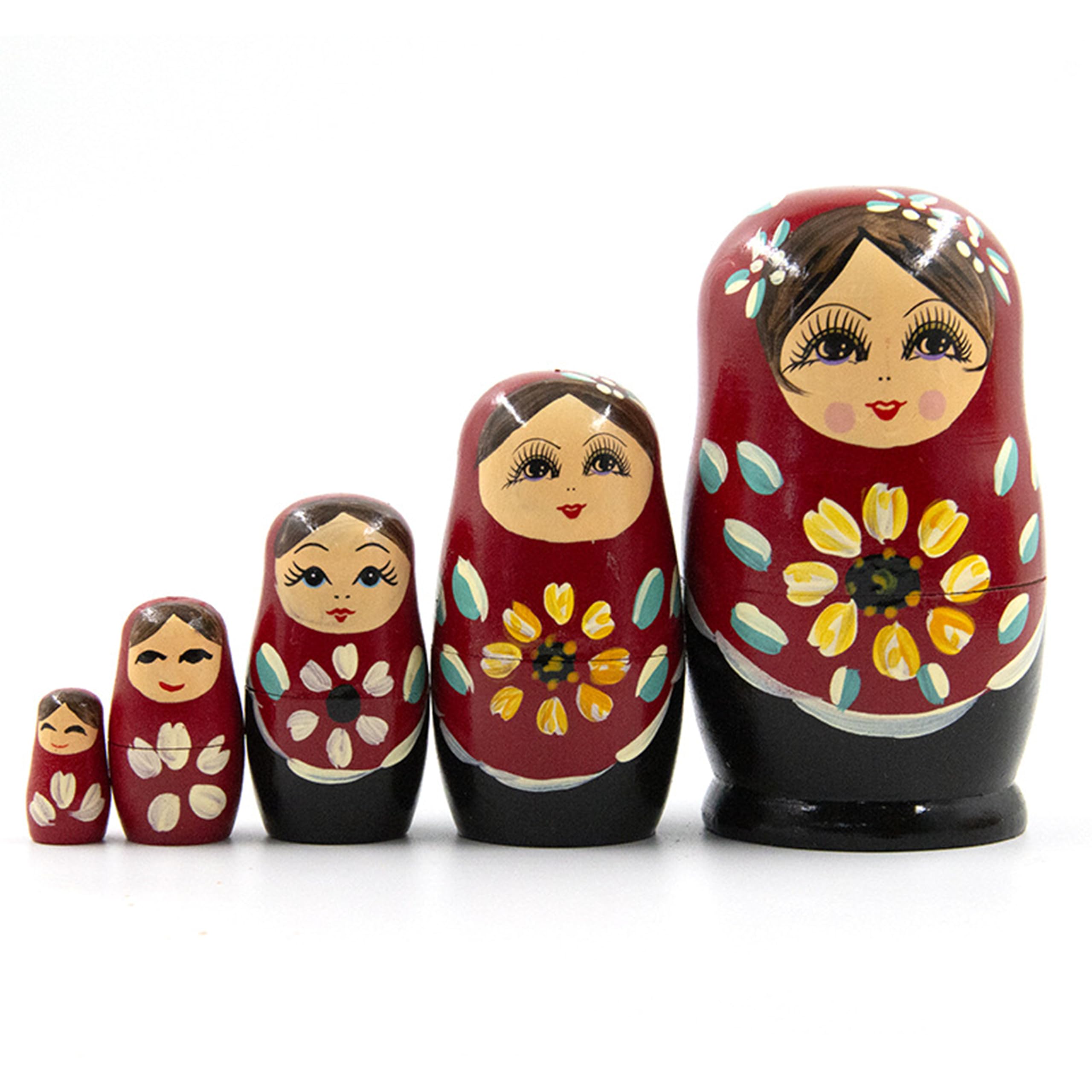 Guijinhao 5pcs Russian Dolls, Handmade Russian Matryoshka, Traditional Babushka Home Decor for Birthday Gift Christmas Home Room Decoration (C86-1)