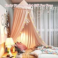 Vista 3 de Dosel de cama para niñas, dosel de princesa colgante de techo con volantes de ensueño, decoración de dormitorio, dosel suave de red, rincón