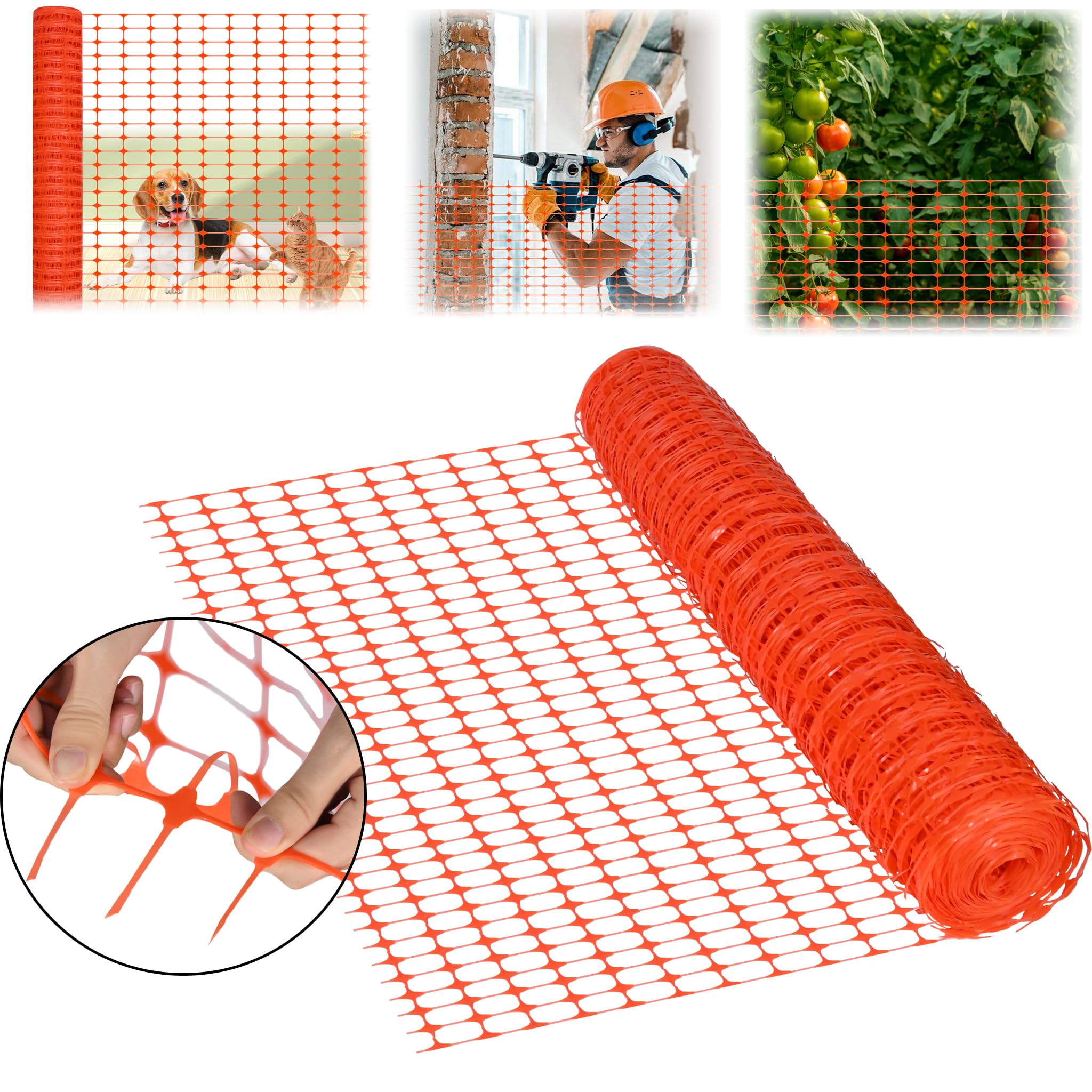 LARS360 1 x 50 m de clôture - Filet de protection en plastique - Filet de sécurité - Filet de réception - Clôture de gibier - Sans cerclage - Orange (2 rouleaux)
