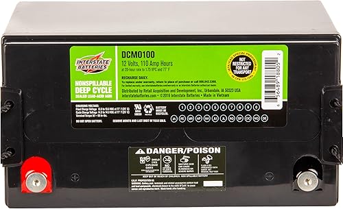 Interstate Batteries Batería de ciclo profundo SLAAGM de 12 V y 110 AH para aplicaciones solares eólicas y vehículos recreativos terminales de