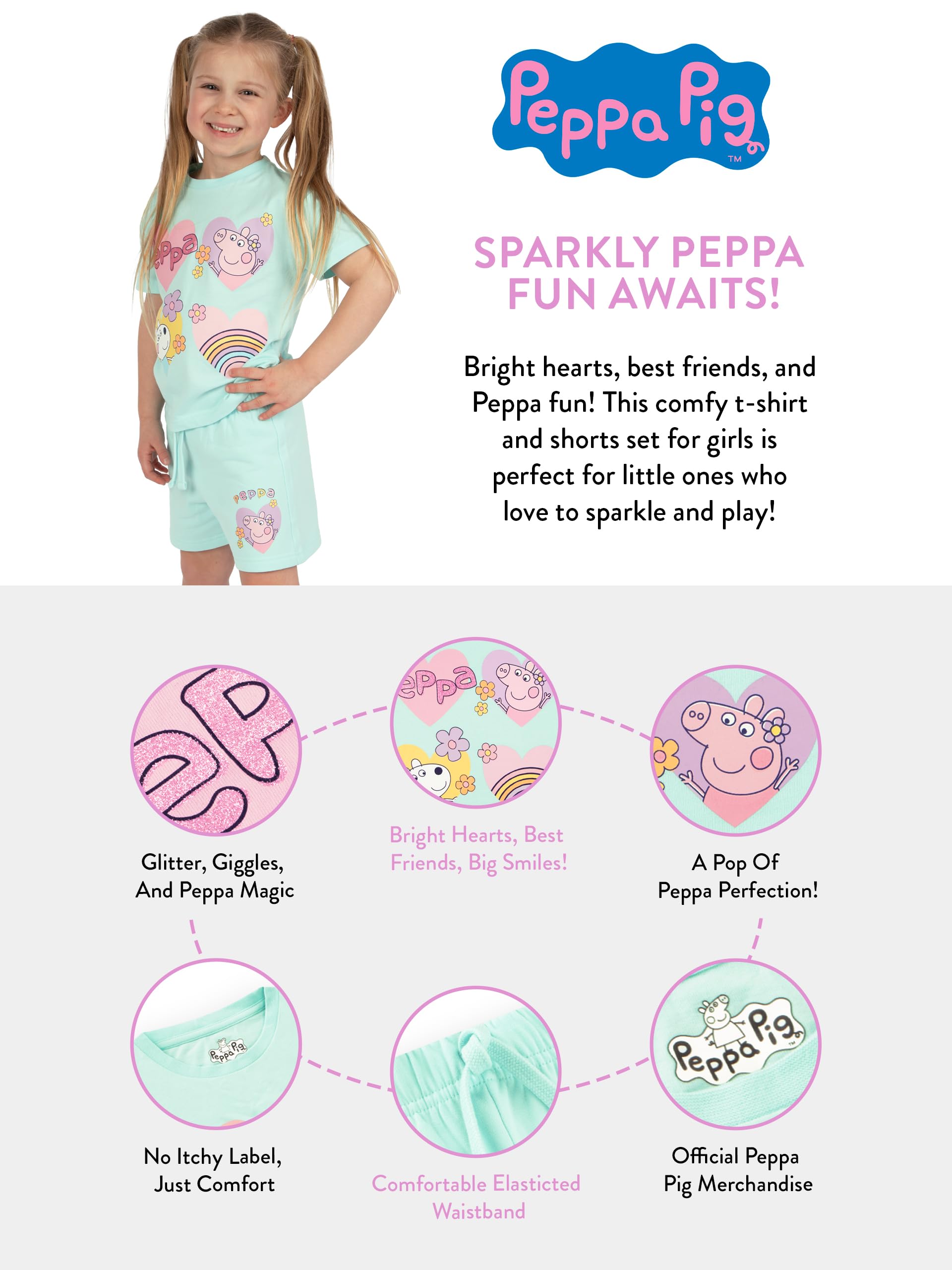 Peppa Pig T-Shirt Et Short Fille | Ensemble T-Shirt Et Short Fille | Vêtements En Coton Pour Enfants
