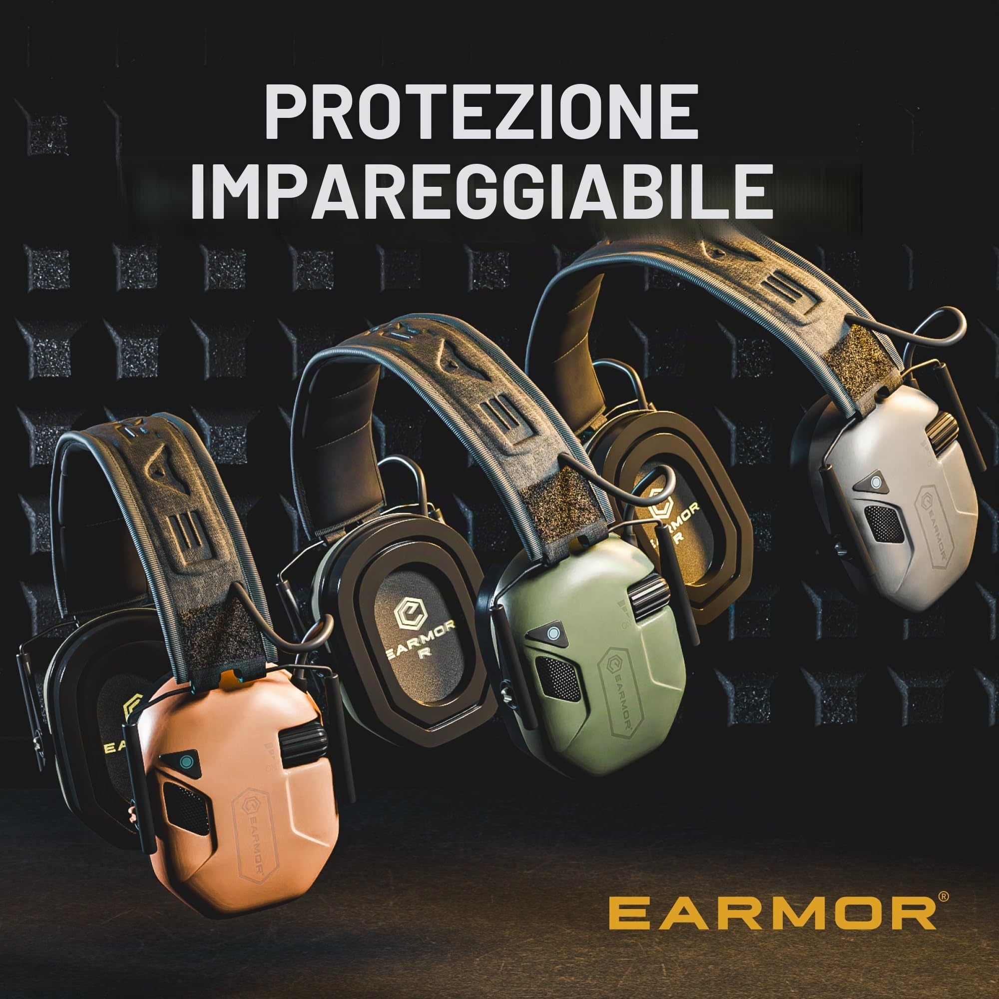 Earmor M300T, protezione dell'udito elettronica con Bluetooth, protezione dell'udito, protezione per le orecchie, attenuazione del rumore per caccia, tiro, SNR 29 dB, regolazione dinamica del rumore