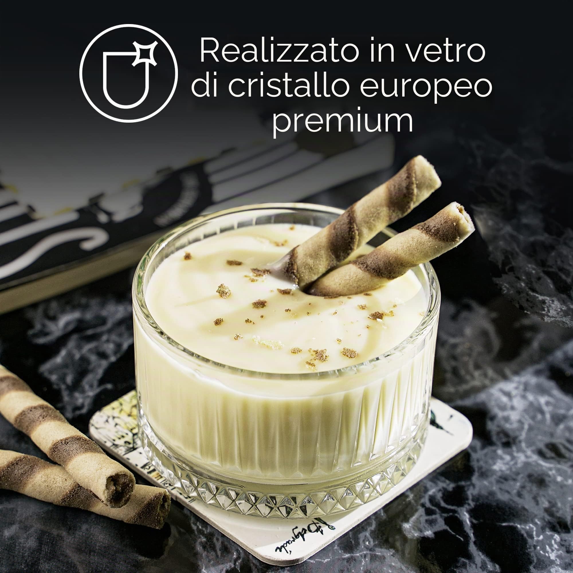 CRYSTALIA Qualità Premium Ciotola per Dessert in Vetro, 240ml 100% SENZA PIOMBO Coppe Gelato, Bicchieri, Coppette per Budini e Snack